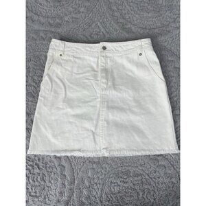 Honey Belle Cream Denim Short Frayed Bottom Women's Cream Skirt Size Large